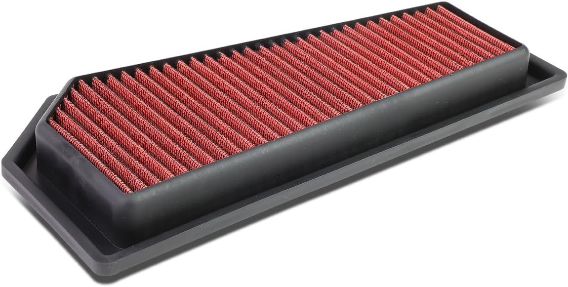 Auto Dynasty High Flow Engine Air Panel Filter Drop-in Reusable & Washable Compatible with Mercedes Benz C250 / SLK250 1.8T (Red)