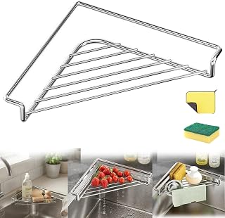 Triangle Over Sink Dish Drying Rack,Stainless Steel Corner Sink Shelf, Space-Saving Sink Drying Rack, Stainless Steel Triangular Rack, Dish Drying Racks, for Kitchen Counter Home，1PC
