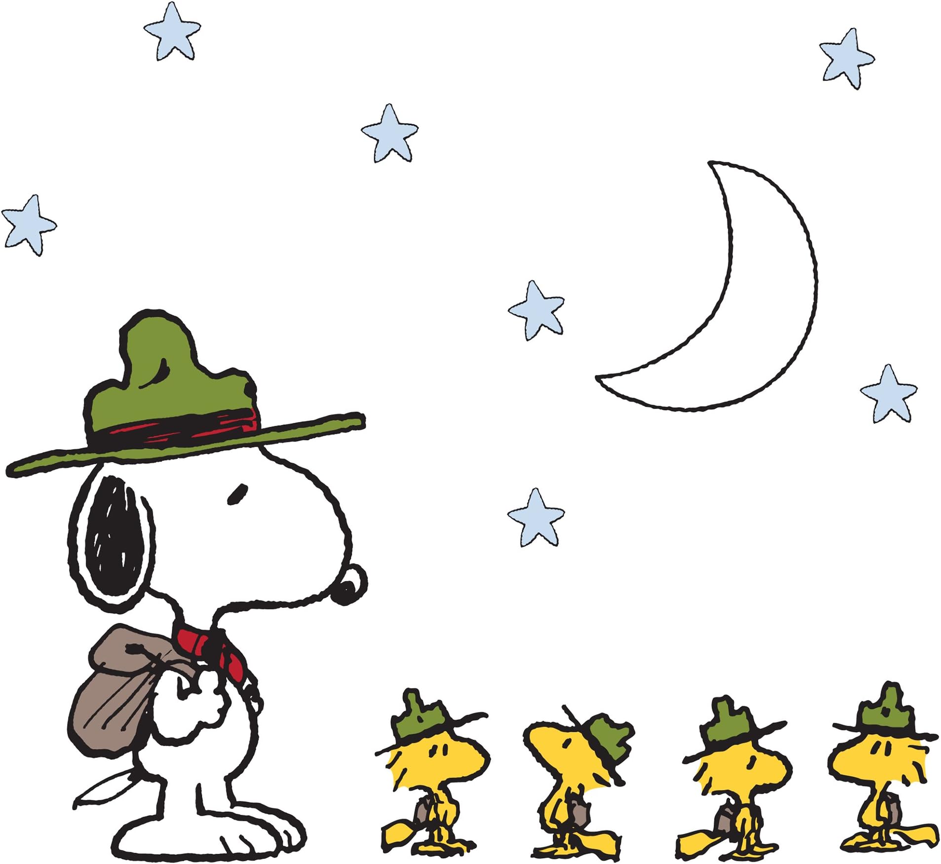 Peanuts Snoopy's Campout Stars Wall Appliques, Blue/White