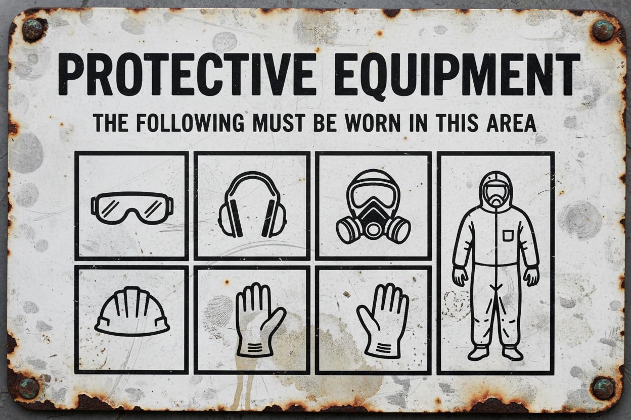 Safety Protective Equipment Must Be Worn Tin Sign, 8x12 Inch