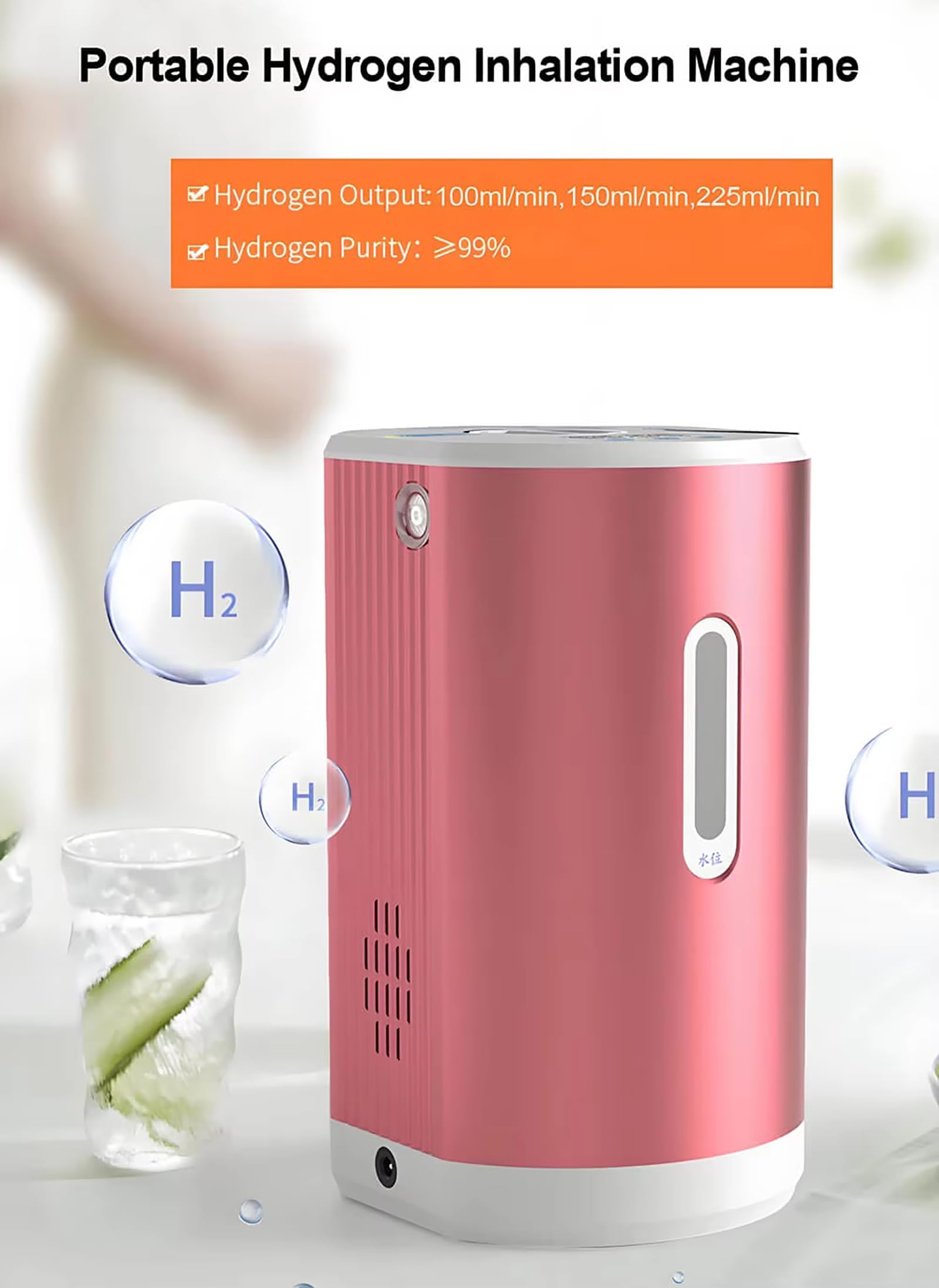 Inhalator Bogatowodorowy, Przenośny Inhalator Wodorowy Do Użytku Domowego, Generator Gazu H2, Inhalator Do Terapii Wziewnej H2 Z Wyświetlaczem Lcd 225ml/min