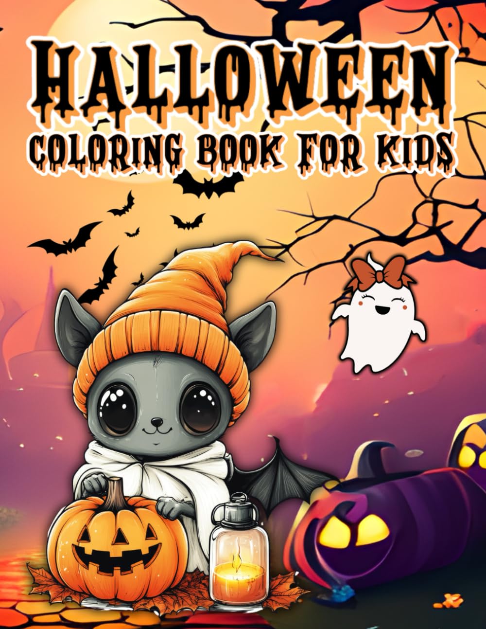 Halloween Coloring Book for Kids: 50 Cute, Bold and Easy Illustrations Featuring Themed Characters like Zombies, Witches, Vampires, Pumpkins, Ghosts, Lovely Animals and More