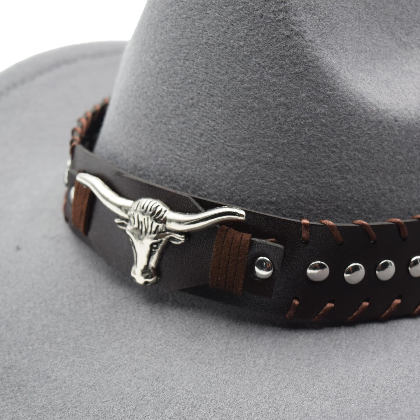 Unisex Western Cowboy Hat Fur Felt Cowgirl Hats Wide Brim with Belt Buckle - Image 4