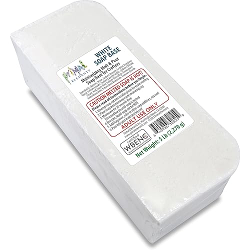 Primal Elements White Soap Base - Moisturizing Melt and Pour Glycerin Soap Base for Crafting and Soap Making, Easy to Cut, Unscented - 5 Pound
