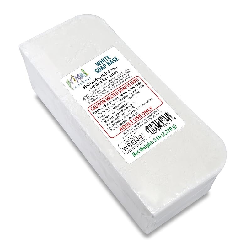 Base de Sabonete Branca Primal Elements para Derreter e Verter, com Glicerina, Sem Fragrância, 2,27 kg