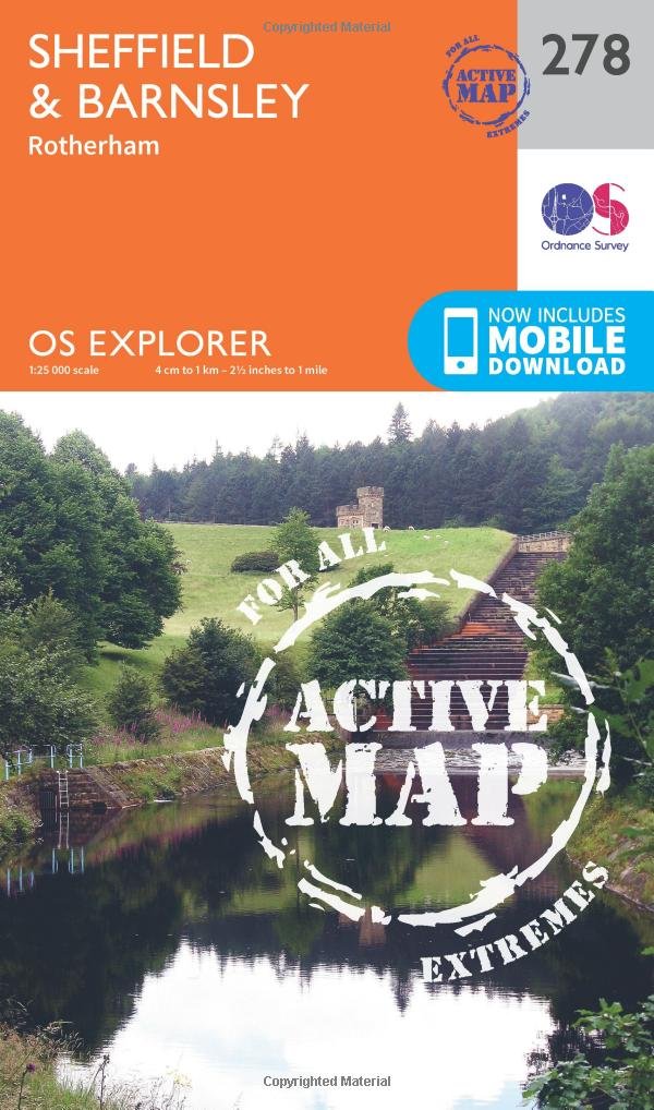 Sheffield & Barnsley Map | Weatherproof | Rotherham | Ordnance Survey | OS Explorer Active Map 278 | England | Walks | Hiking | Maps | Adventure