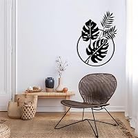 Dexlyn Monstera Deliciosa Fali Dekoráció Fekete Minimalist Fém Falidekor Nappali Hálószoba Kávézó 30x43cm 2
