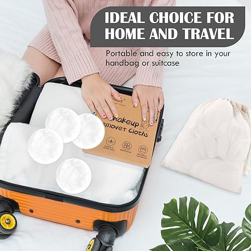 Miniatura 5 de Orighty Paquete de 24 almohadillas reutilizables para desmaquillar, paños de microfibra de algodón, almohadillas ecológicas para todo tipo de piel,