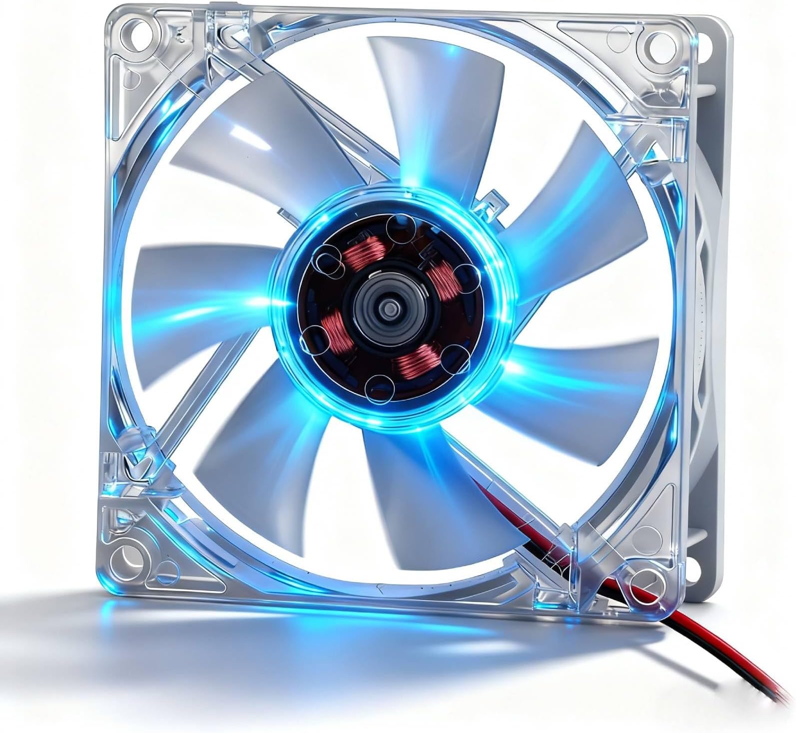– LED Cooling Fan PC, 80mm Computer Fan, Computer Case Cooling Fan 80mm LED Light 12V 4Pin Mute PC Case Computer Cooler(Blue)