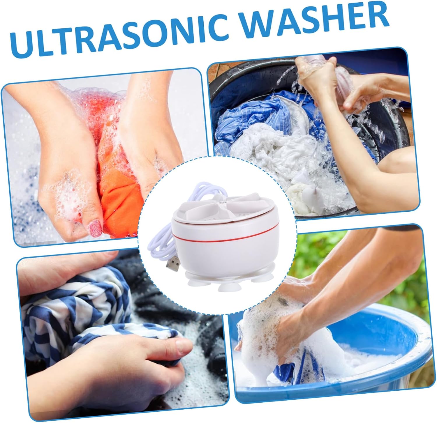 VILLCASE Portable Mini Turbine Washer Clothes Washing Machine for Travel Dorm Business Trips Easy to Use PP Material Ultrasonic Washer for Underwear Shirts Dresses