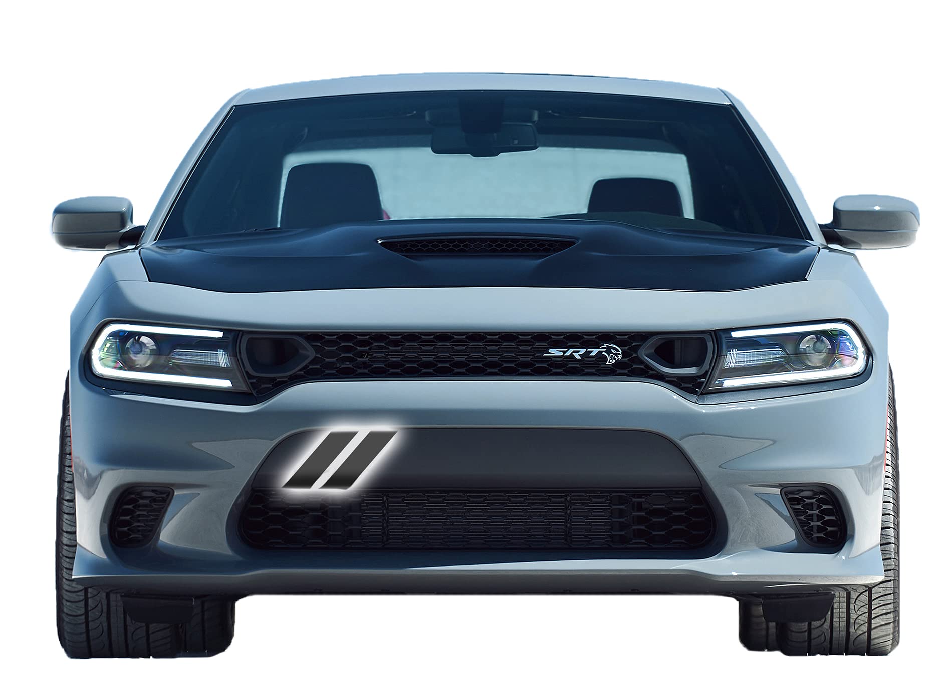Luxe Auto Concepts Charger Front Bumper Hash Stripes - Reflective Black