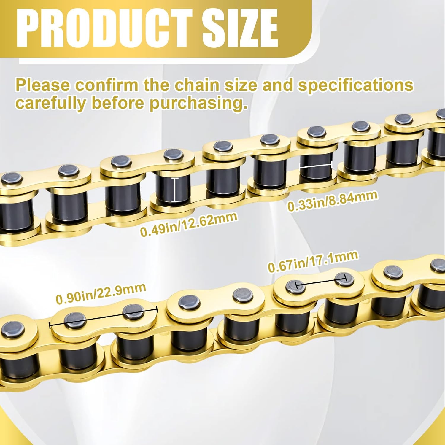 Podoy 428 Motorcycle Chain 132 Links Gold with Chain Breaker, Heavy Duty Drive Chain Replacement for 110cc 125cc 150cc Pit Dirt Bike ATV Go Kart