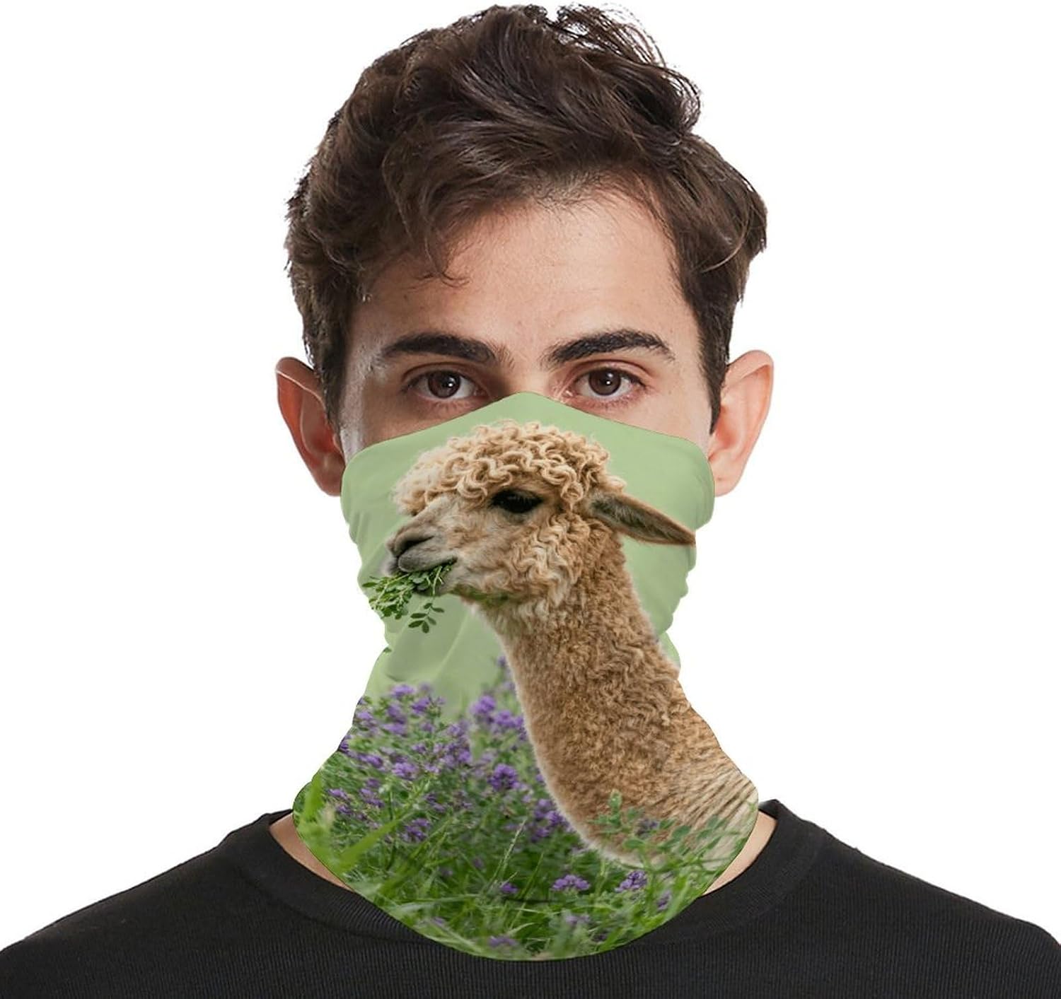 Sun UV Protection Neck Gaiter Upf 50+ Balaclava Ski Alpaca Eating Alfalfa Face Mask Summer Face Cover Scarf Breathable Bandana for Fishing Hunting Kayaking Hiking Cycling Outdoor Activities