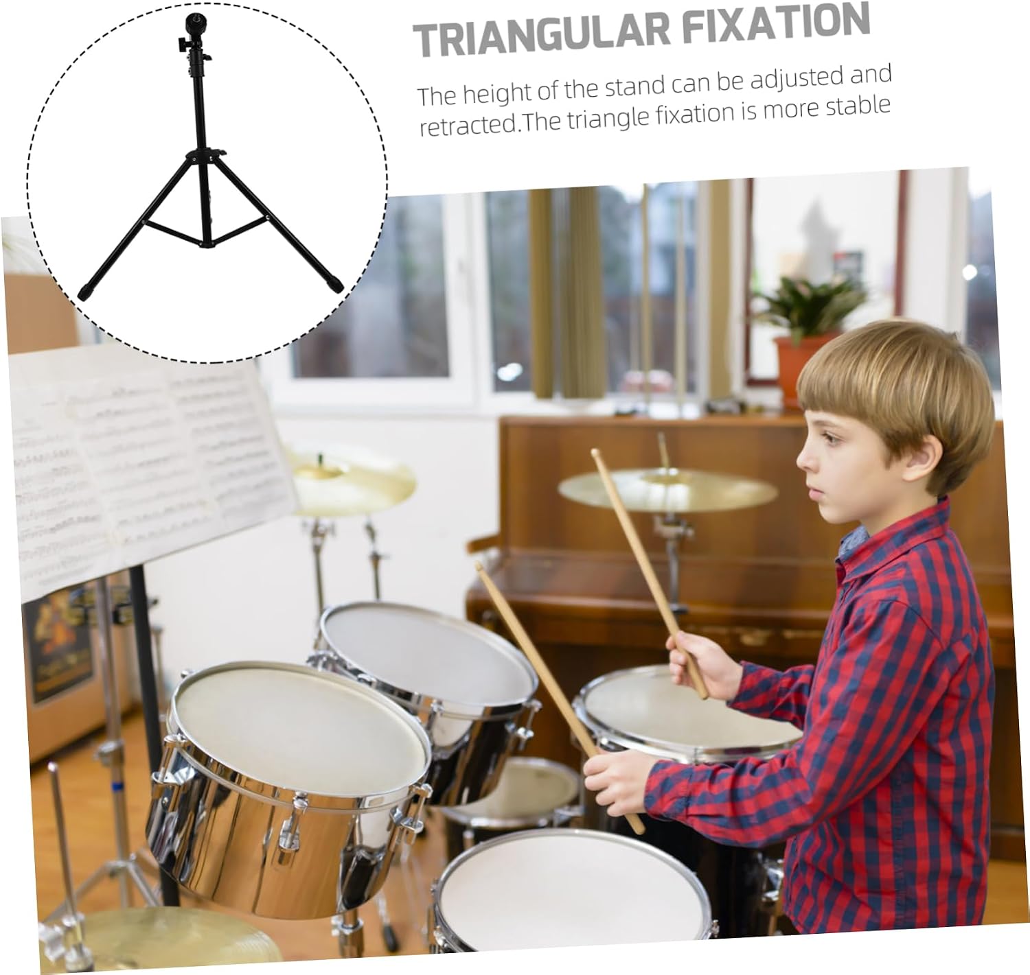 Abaodam Adjustable Height Snare Stand for Percussion Portable Drum Rack Black Metal Drum Practice Rack