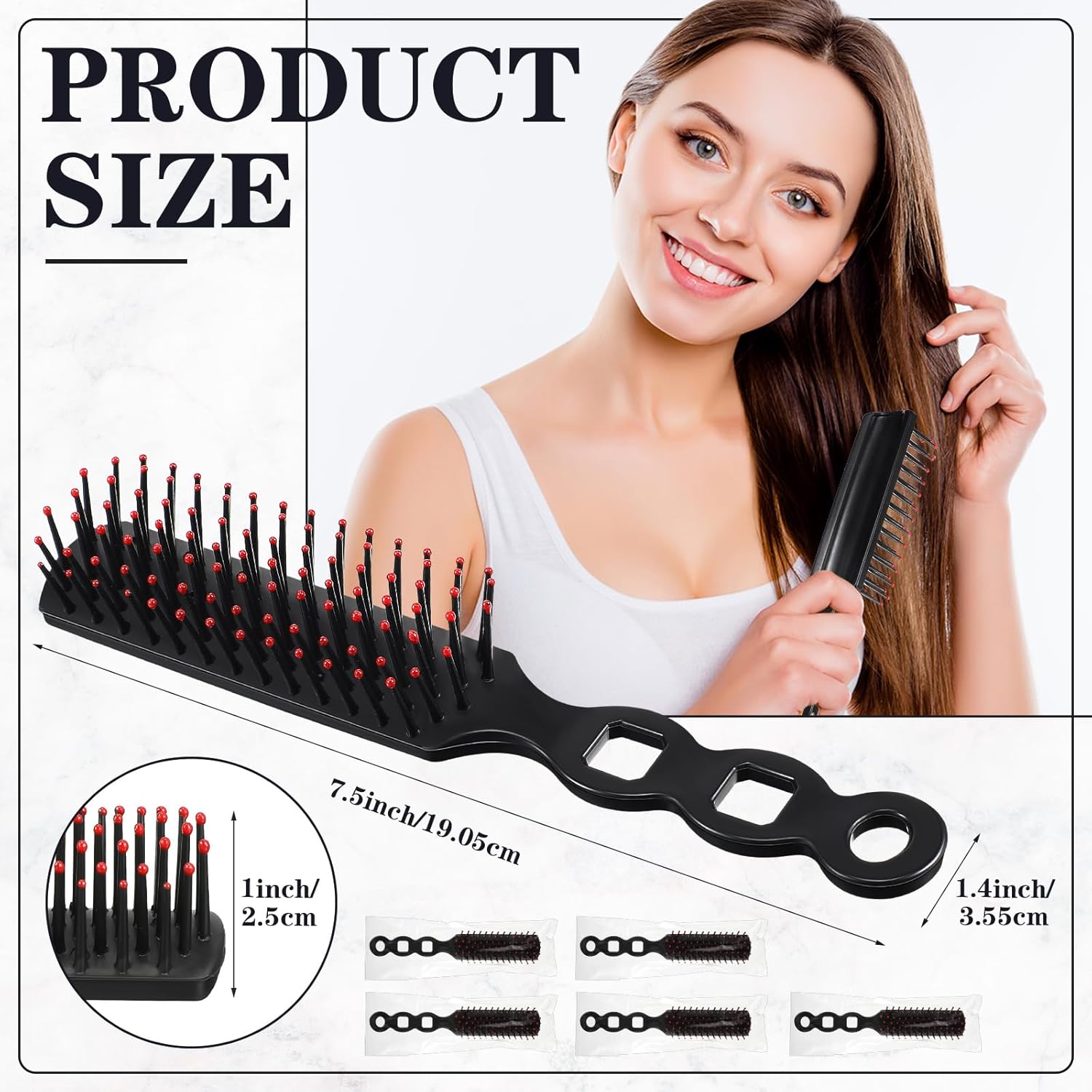 400 Pcs Hair Brushes Bulk for Homeless Individually Wrapped Bristles Hair Brush for Curly Hair Suitable for Homeless Shelter Hotel Nursing Home Charity Church 7.5 x 1.4 Inches - Image 2