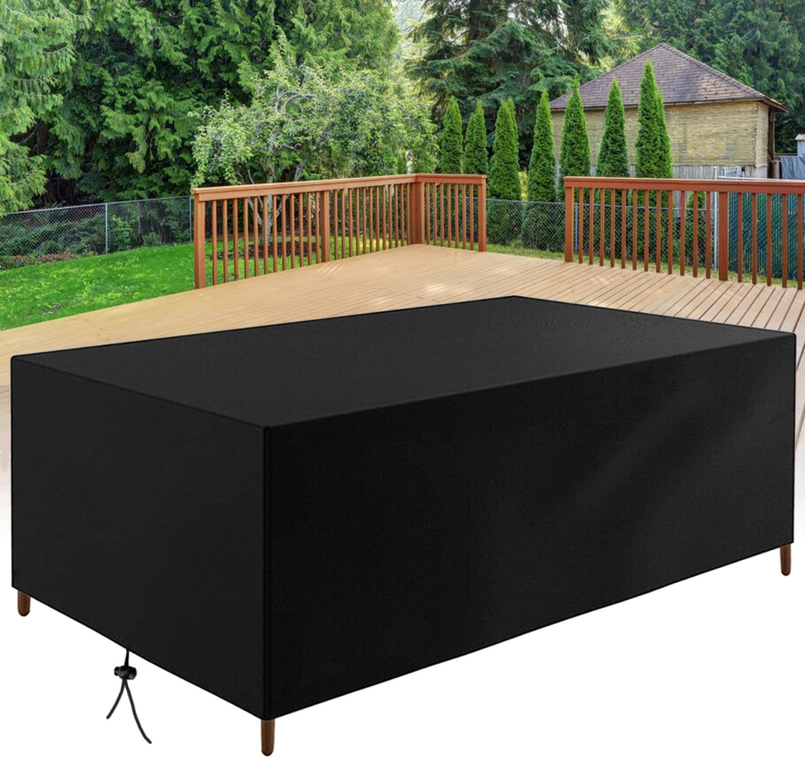 HNKDKJ Covers for Outdoor Furniture 270x200x80cm/LxWxH Waterproof Garden Furniture Covers Rectangular Tear-Resistant Polyester Dustproof Anti-Uv Outdoor Table Covers Patio Furniture Covers-Black