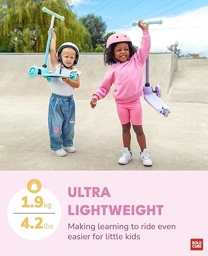 Miniatura 5 de Teeny  Scooter de 3 ruedas color menta para niños y niños pequeños de 3 a 6 años  Ruedas intermitentes  Altura ajustable de 53 a 27.6 in  My First