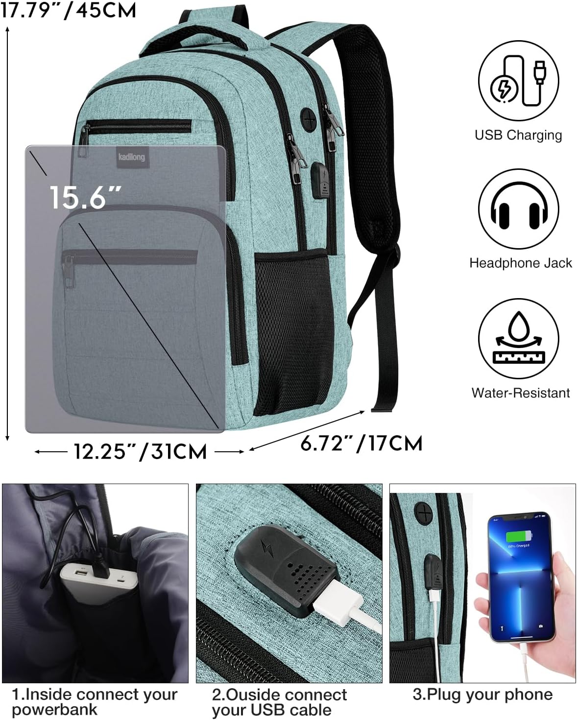 Laptop Backpack for Men School Bookbag for Teen Boys,Computer Backpack Back Pack with Laptop Compartment & USB Port for Workout College