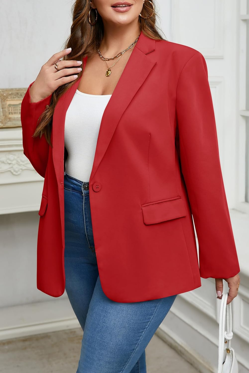 Cicy Bell Womens Plus Size Casual Blazers Lapel Long Sleeve Work Office Suit Jackets Open Front Curvy Blazers - Image 3
