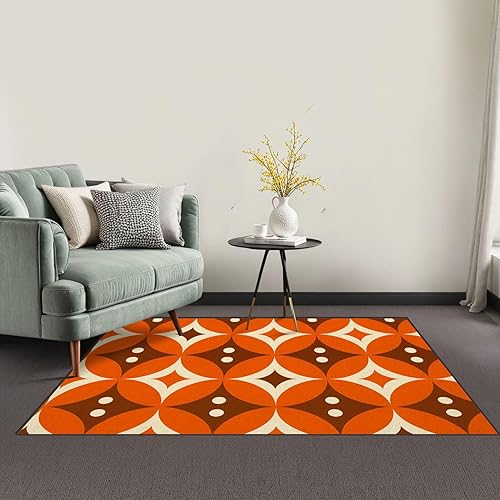 Miniatura 2 de Alfombra de baño naranja de 32 x 48 pulgadas, alfombra de entrada, alfombra de entrada retro boho de los años 70 y 70, estilo estético, alfombra de