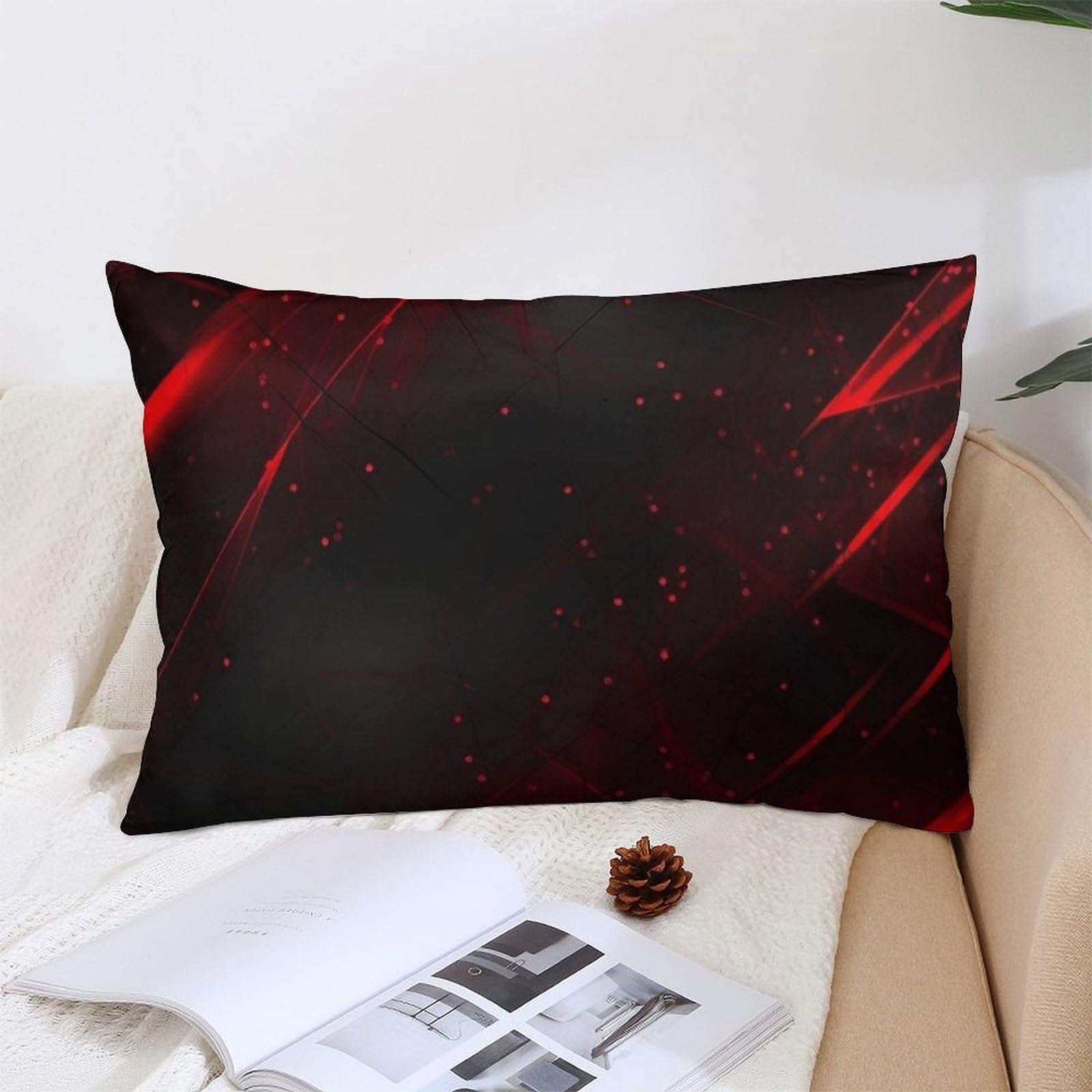 NTVOWPZO Decoration Throw Pillow Covers 12 "x20 Pillowcases Covers Black and Red Background Soft Pillowcases Modern Farmhouse Home Decor Sofa Cushions Covers for Couch Bed Living Room