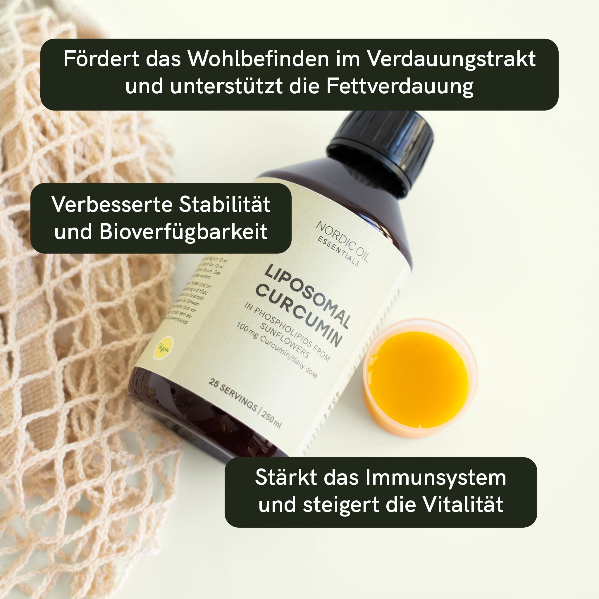 Liposomales Curcumin Flüssig | 95% Curcuminoide | 100 mg Curcumin pro 10 ml | Flüssige Alternative zu Kurkuma Kapseln | Hochdosierter Curcuma Extrakt | Vegan & laborgeprüft | Nordic Oil