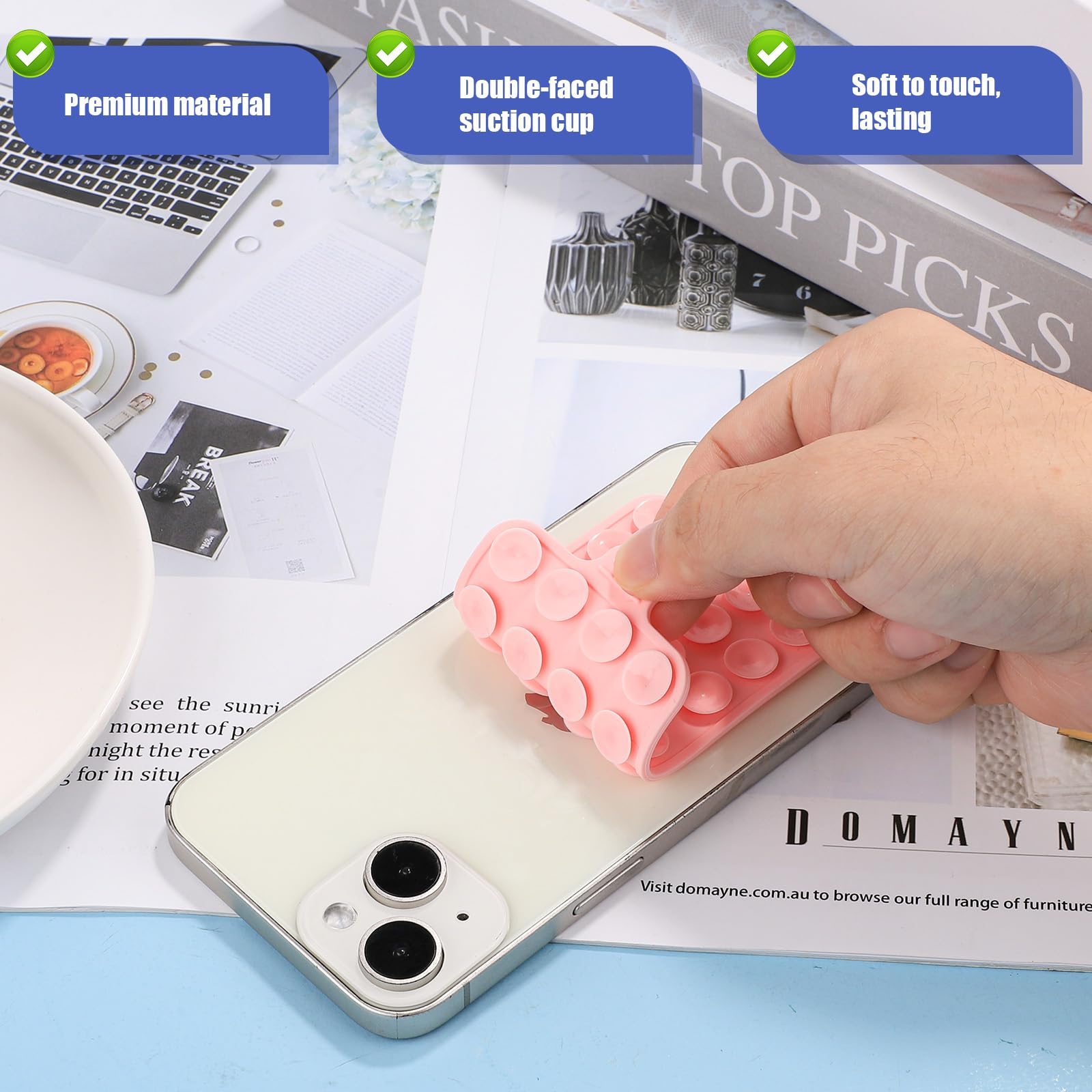 Double-Sided Silicone Suction Phone Case Mount - Strong Grip For Mirrors, Tiles, Windows, Hands-Free Selfie Holder
