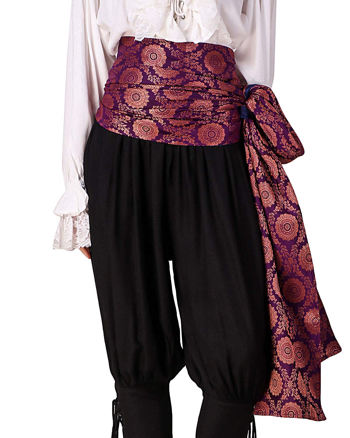thepiratedressing Pirate Medieval Renaissance Halloween Costume Large Sash, Brocade# 51 (Lined With Satin Fabric), 144 inch x 10 inch — image 1