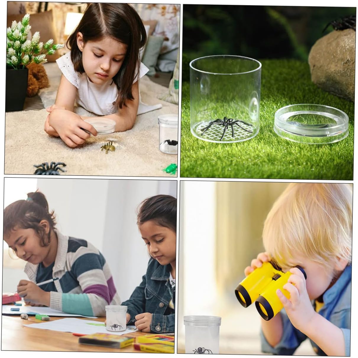 Toddmomy Magnifying Critter Boxes 3X Magnification Portable Insect Habitat Multi-Function Feeding Container for Boys and Girls for Outdoor Exploration and Science Projects