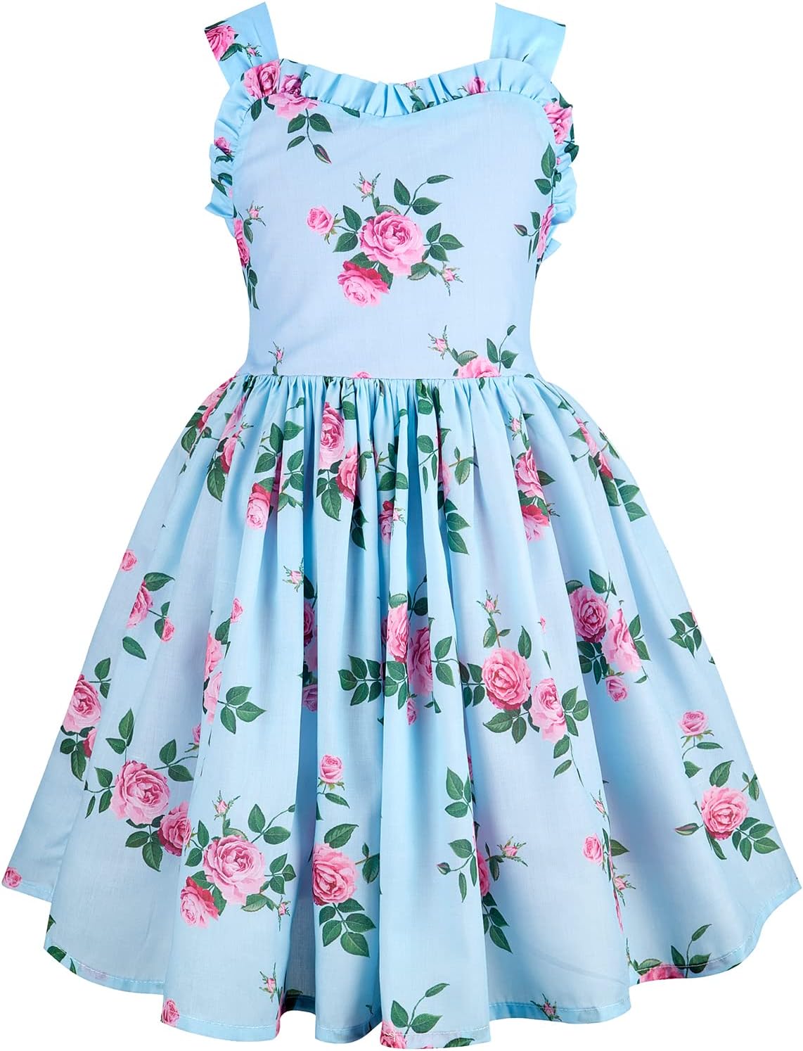 Girls' 2T-12 Vintage Floral Print Casual Sundress Cotton Spring Summer Autumn Dress Easter Clothes - Image 3