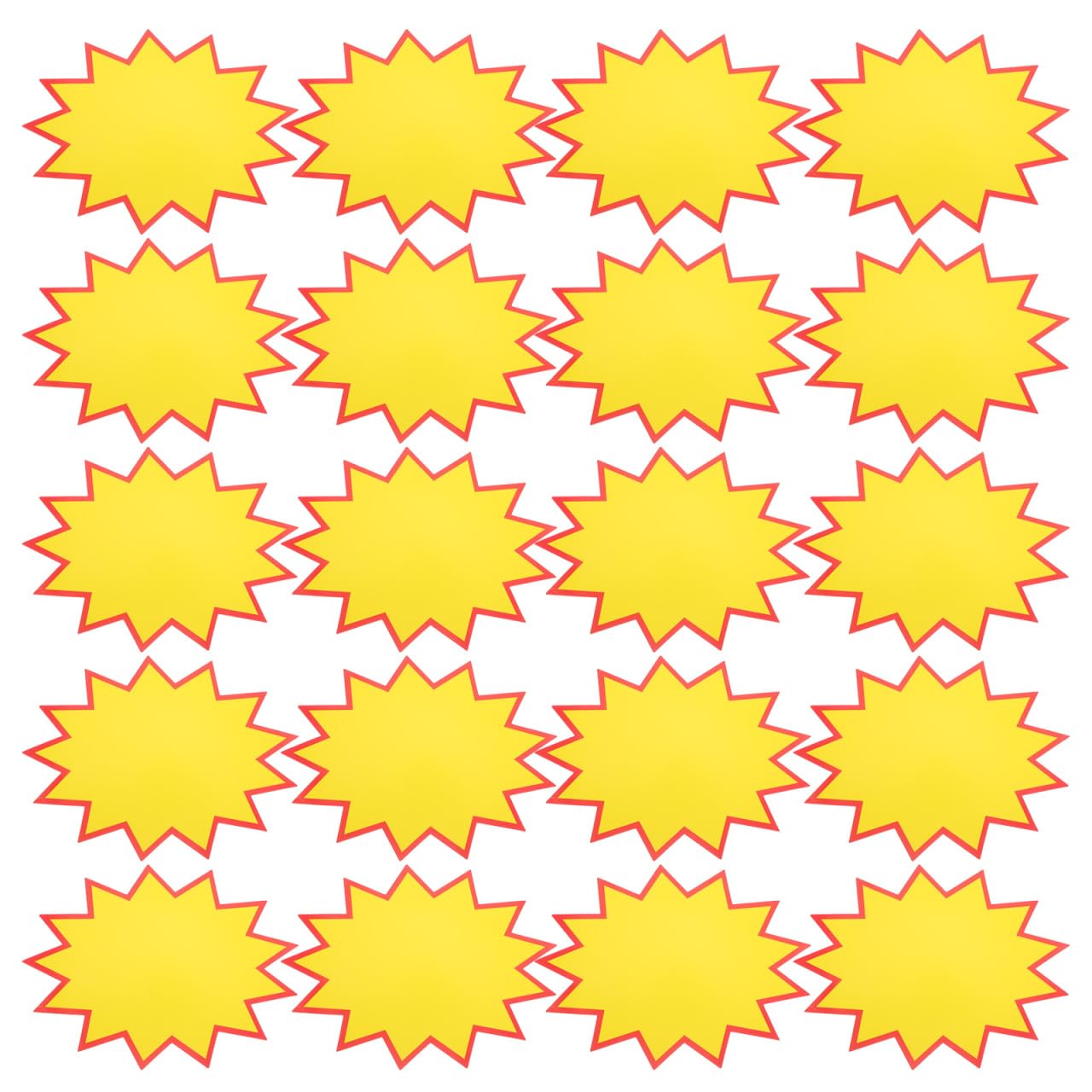 STOBOK 30Pcs Fluorescent Yellow Star Burst Price Tags, Writable Paper Labels with Self-Adhesive Backing for Retail Sale, Garage Sale, and Event