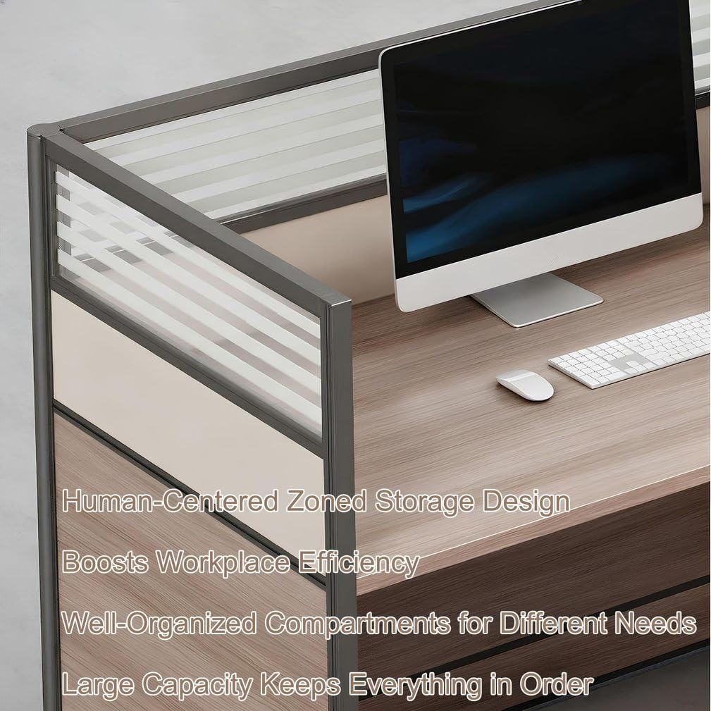 Postazione di lavoro modulare per il personale, scrivania per ufficio con hub di ricarica USB, scrivania per computer professionale per ufficio domestico, aziendale | Postazione di lavoro per personale, robusta scrivania doppia per computer, multiutente,