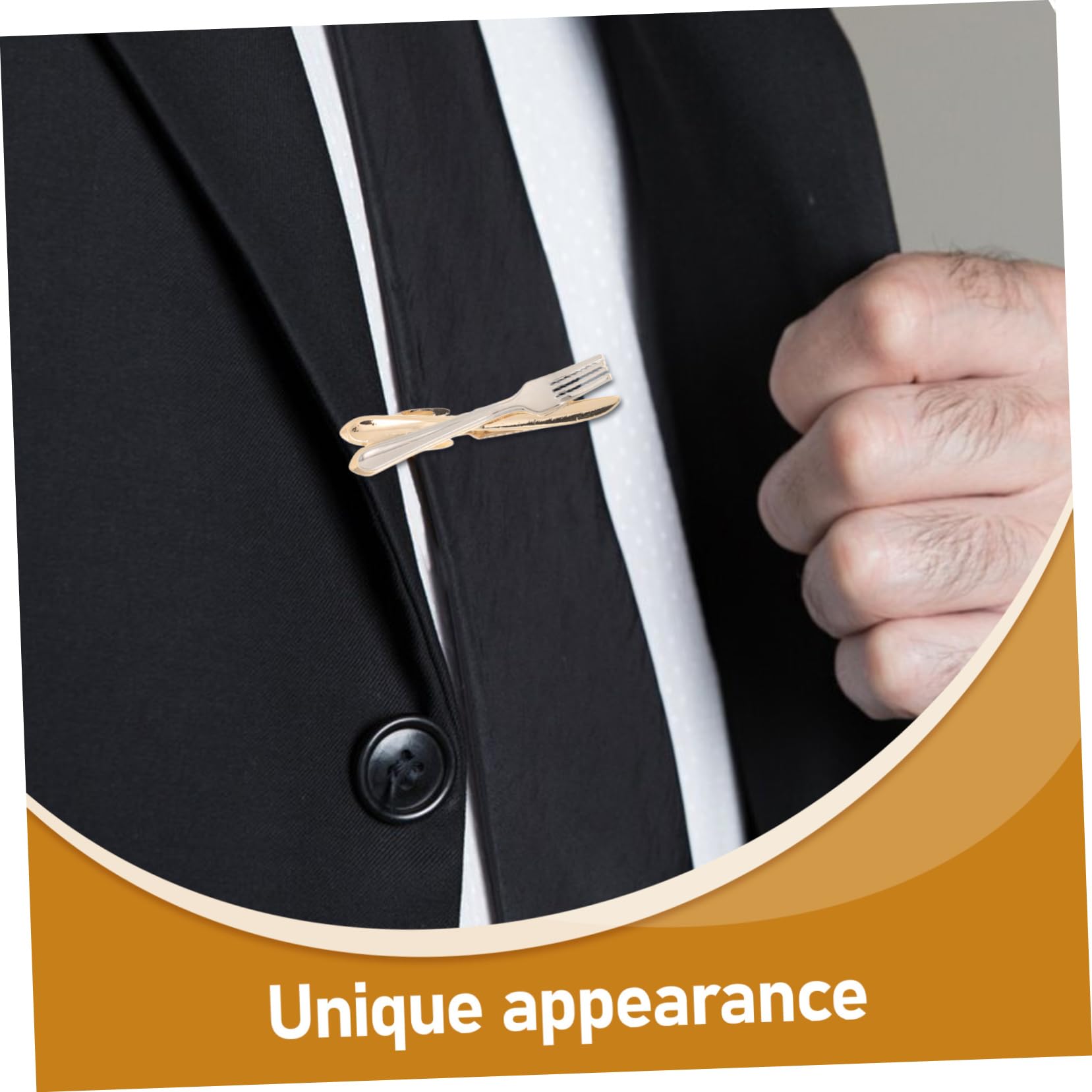 FOMIYES Fermacravatta Uomo Design Posate, Clip Elegante in Rame | Forma Forchetta e Coltello, Stile Minimal Business, Adatta a Matrimoni e Riunioni