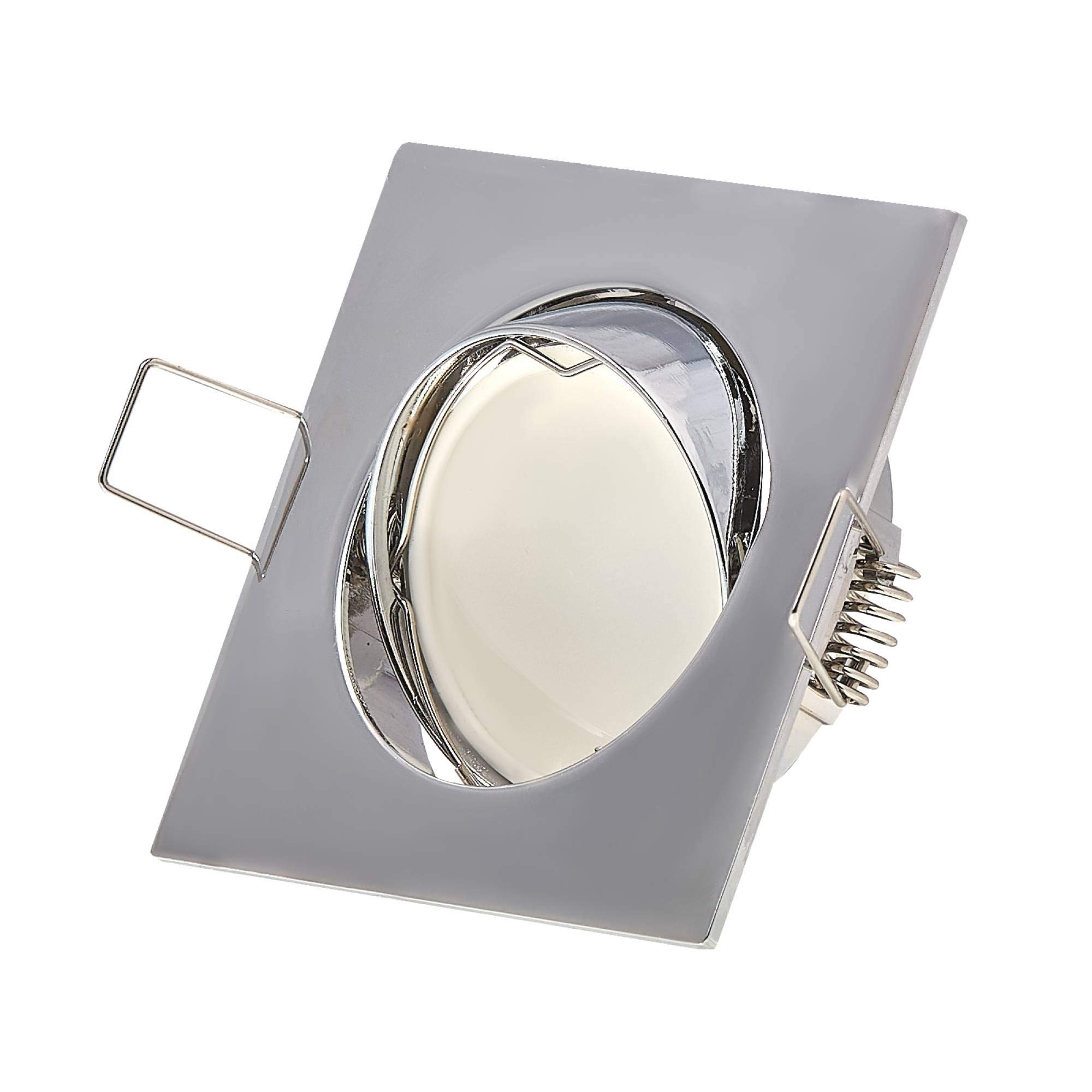 6x Foco empotrable LED cromo cuadrado 5 vatios blanco cálido 230V plano - luz empotrada giratoria y regulable - instalación de 75mm de agujero de perforación - techos de focos - focos