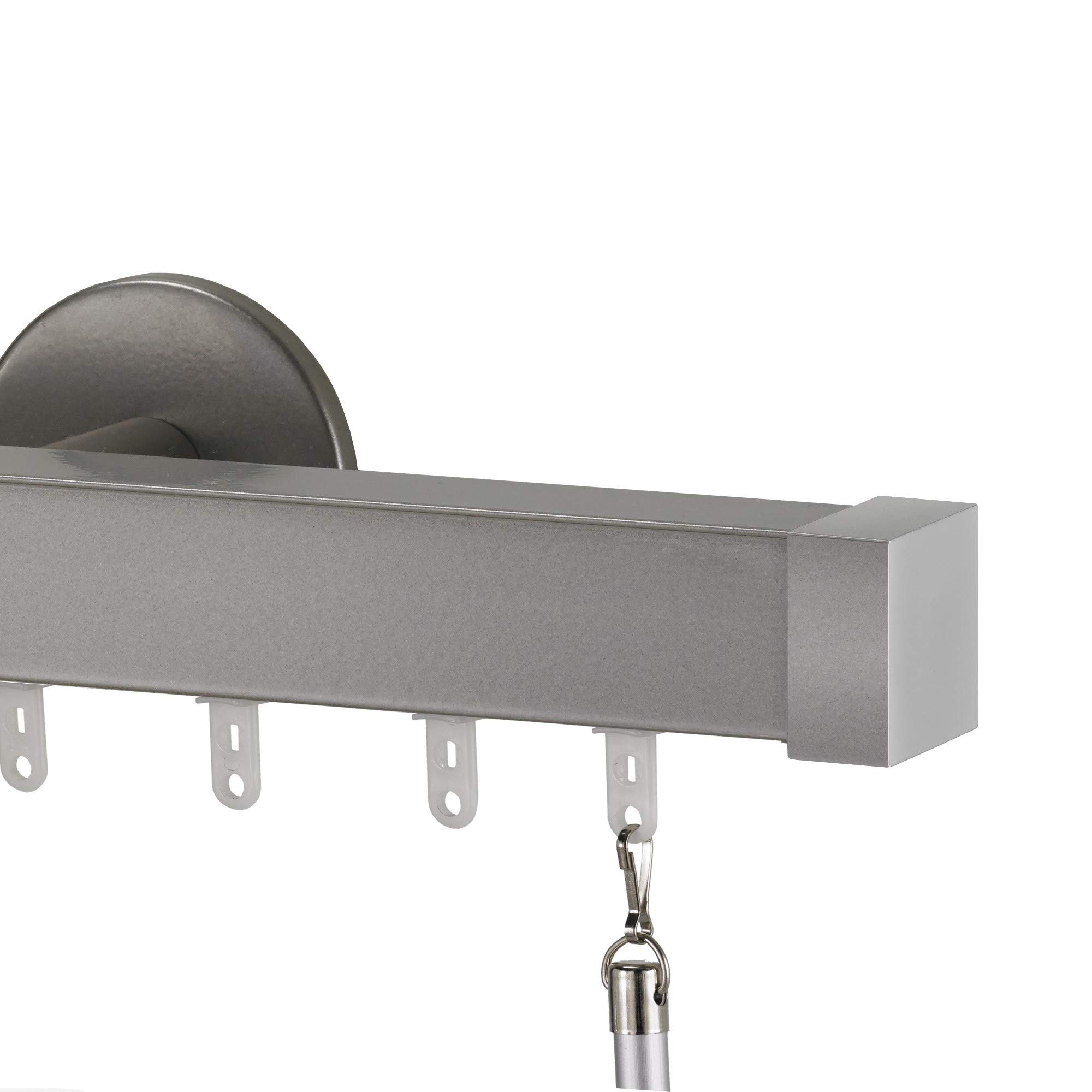 INFINETTE Single Traverse Curtain Rod Set - 120 Inch Width, Bronze, For Heavy Drapes