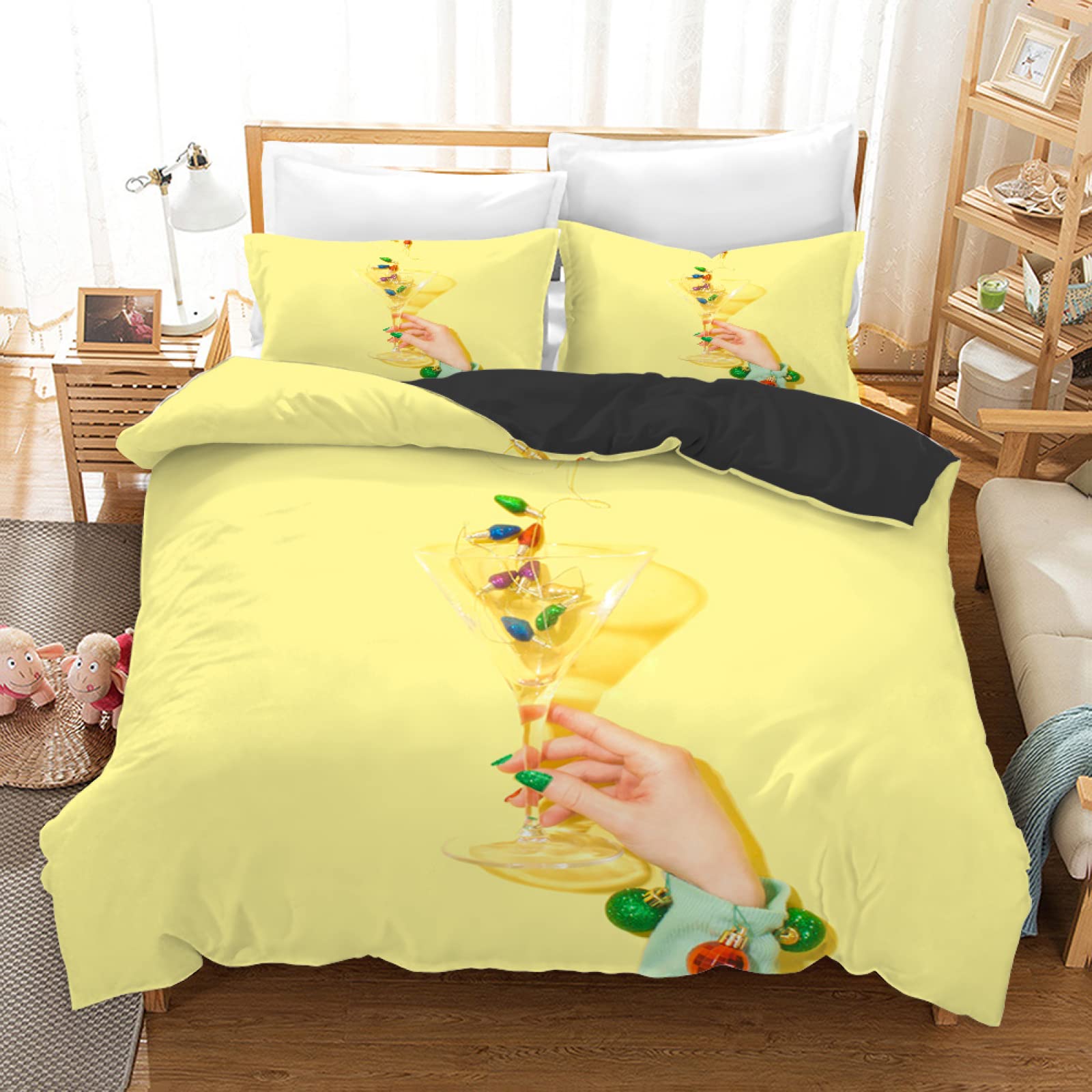 Housse de couette ado jaune avec zip pour un lit d'enfant chaleureux et facile à faire