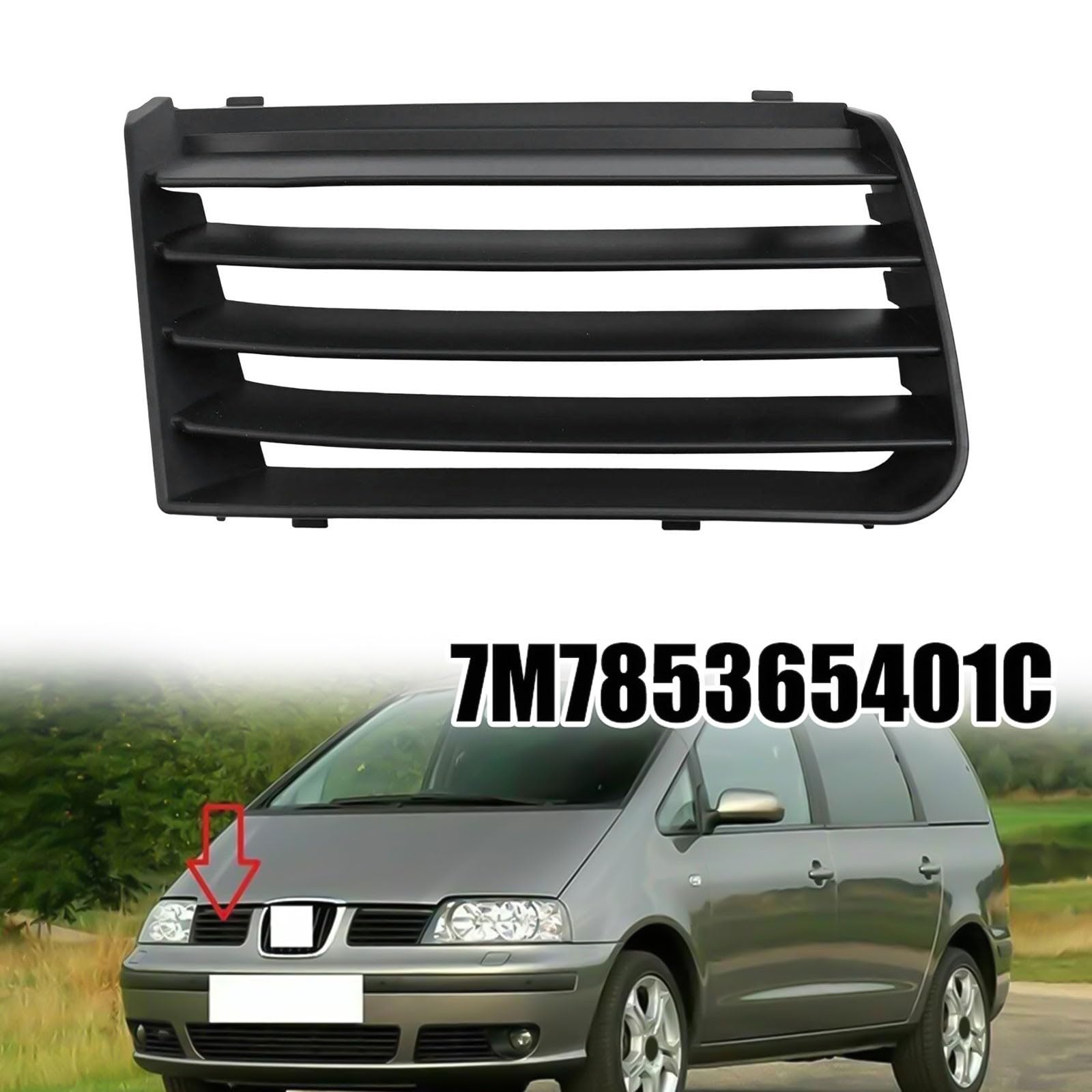 Seat Alhambra Frontgrill Obere Abdeckung 2001-2010 - OEM 7M785365401C