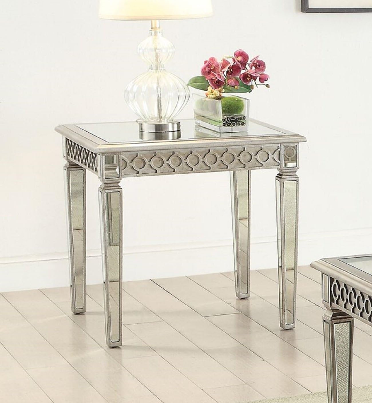 Major-Q 24" H Transitional Style 5mm Mirrored Top Champagne Finish Square Living Room End Table : Home & Kitchen