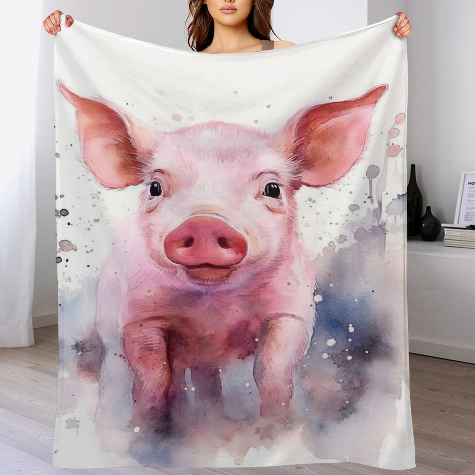 Couverture cochon en flannel douce pour les siestes d'hiver sur le balcon