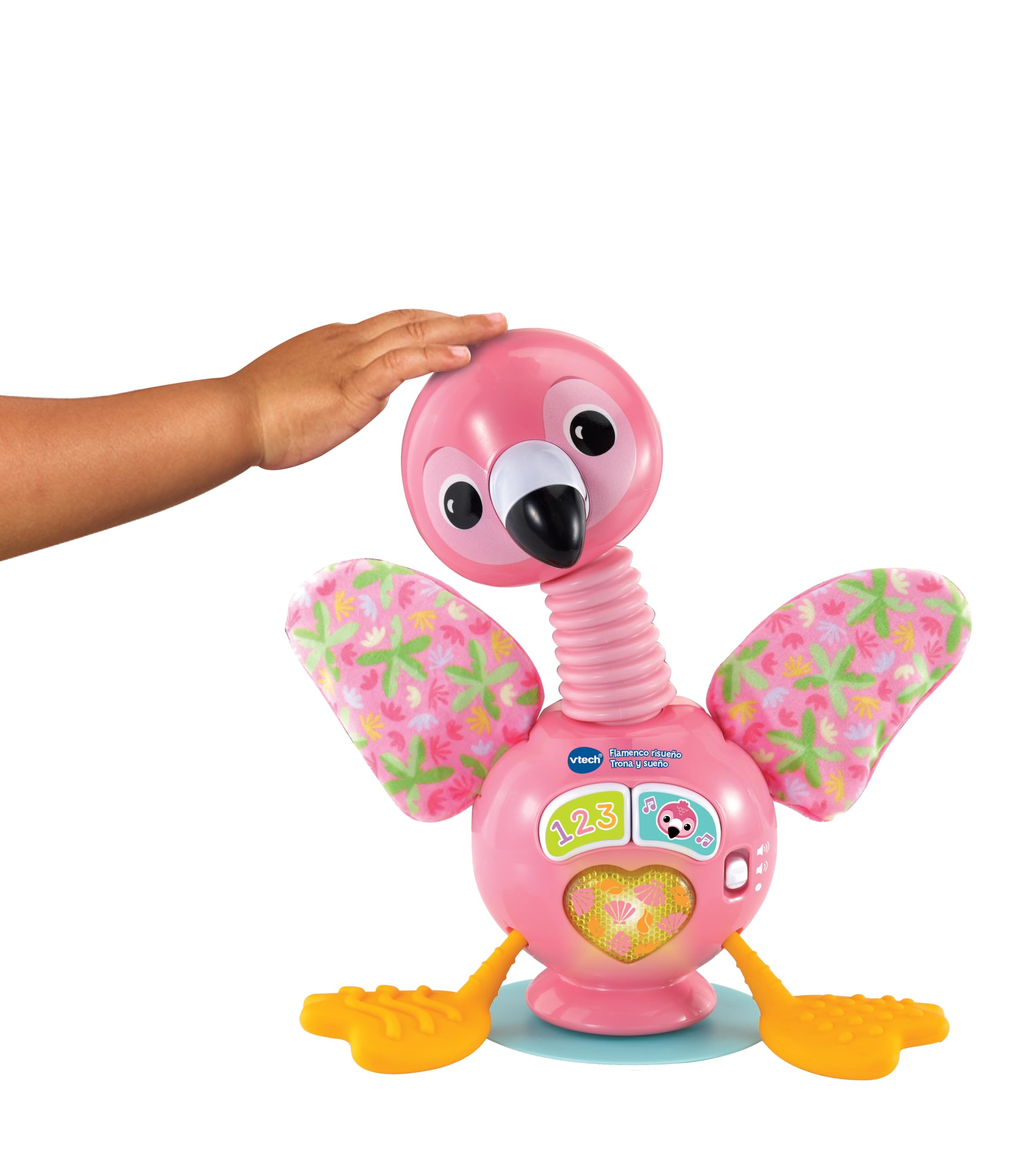 VTech-Baby Flamenco risueño Trona y sueño, Juguete para bebés +6 Meses, Botones interactivos y Base de Ventosa, Versión ESP