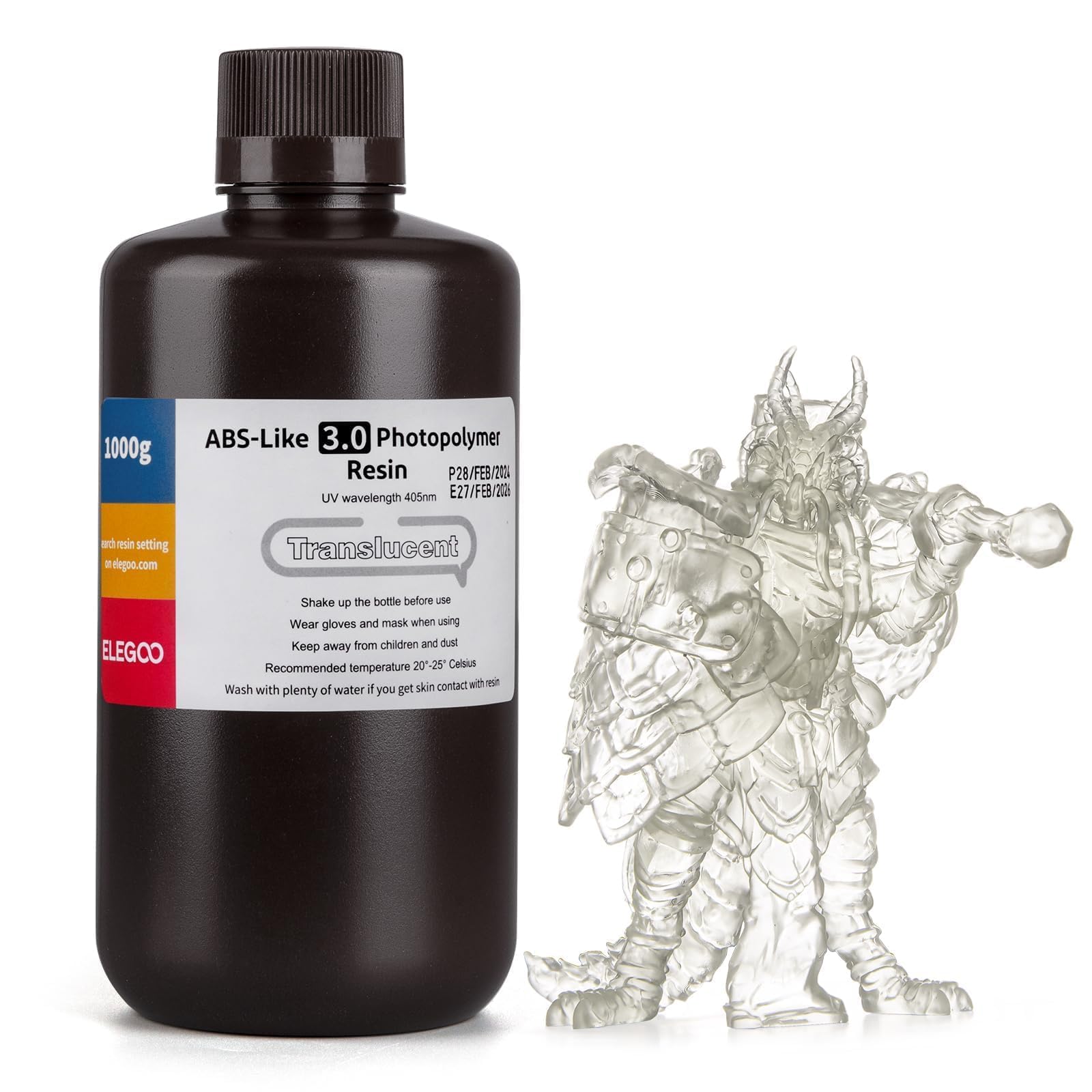 ELEGOO ABS-Like 3D Resin for LCD 3D Printer Resin, UV 405nm Curing ABS Resin Fast Photopolymer, ABS Resin 3D Printer with Low Shrinkage, 1000g Transparent 3.0-image-36
