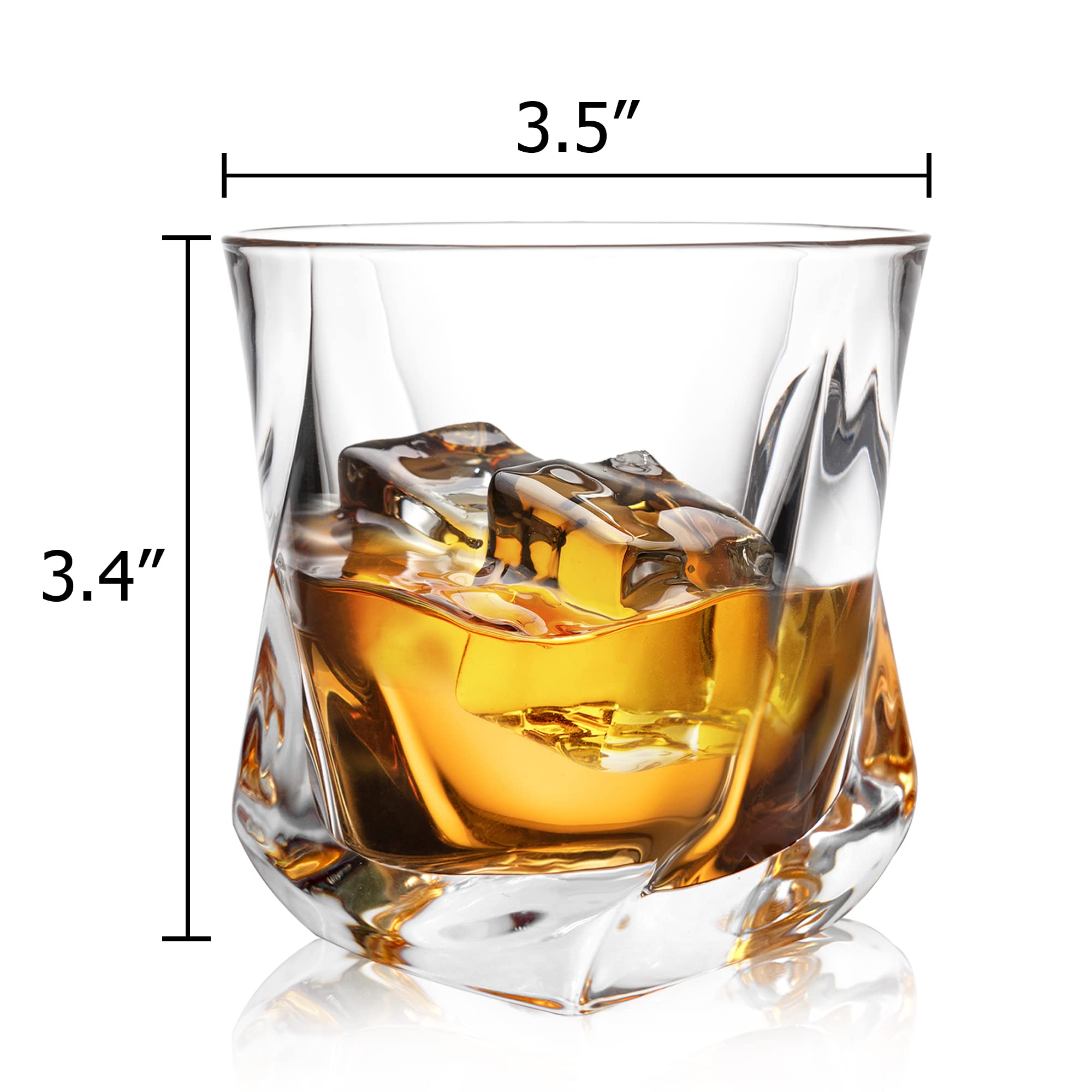 Buy Whiskey Glasses Set of 4, YUFDA Square Whiskey Glasses 10 oz
