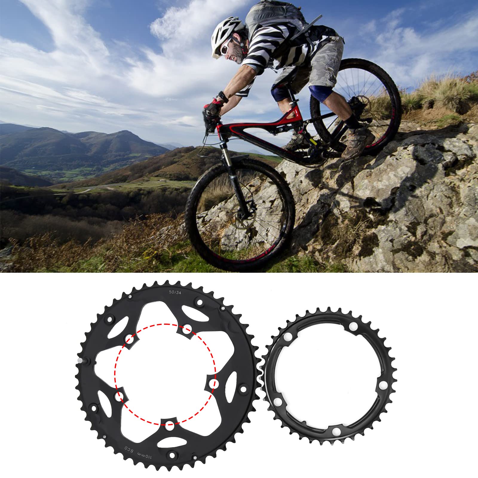 Amazon | Create idea 自転車チェーンリング 34T 50T 110BCD 5ボルト穴