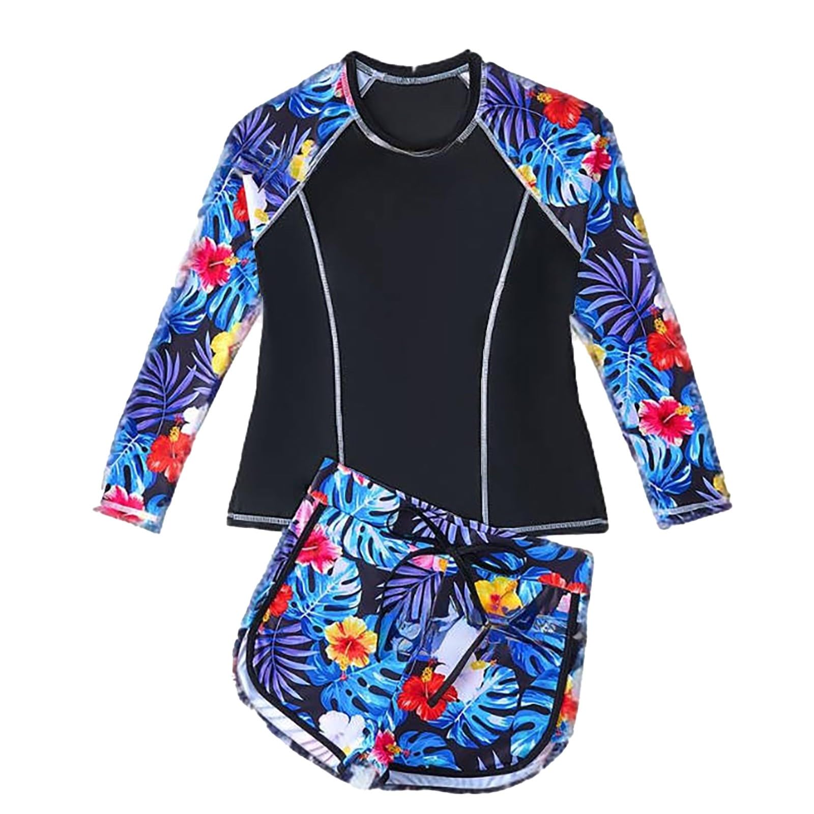 Cokbyavla 2 Piece Swimsuit for Teen Girls Pink, Swimsuits for Tweens 10-12 Girls Swimsuit Cover Up Size 10-12 Bathing Suit Plus Size 12-14 L(Black, 14-15 Years)