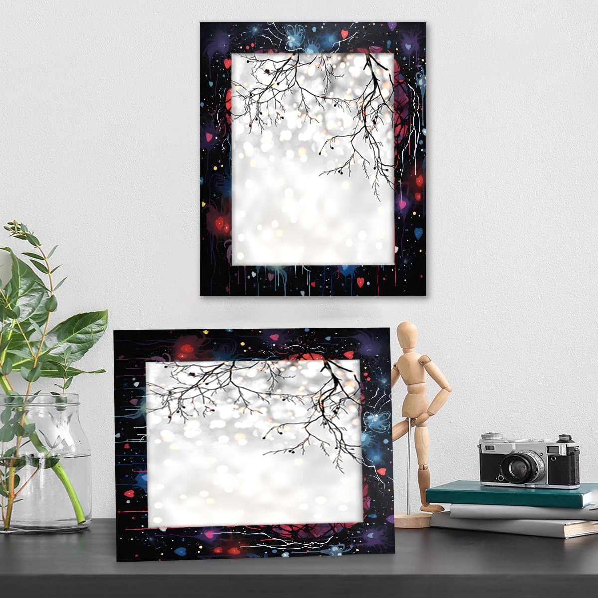Cadre photo de 28 x 35,6 cm pour table, cadre photo en bois noir en forme de cœur pour suspension murale, famille, amis, cadeau de mariage