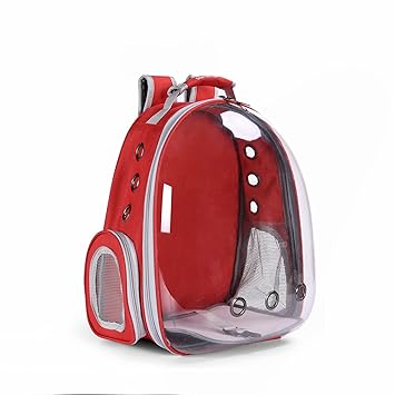 COFOETLN Cat Backpack Carrier Bubble, Pet Carrier Backpack, Airline-Approved, Cats and Puppies Ventilate Transparent Capsule Backpack, Designed for Travel, Walking, Hiking and Outdoor Use (Red)