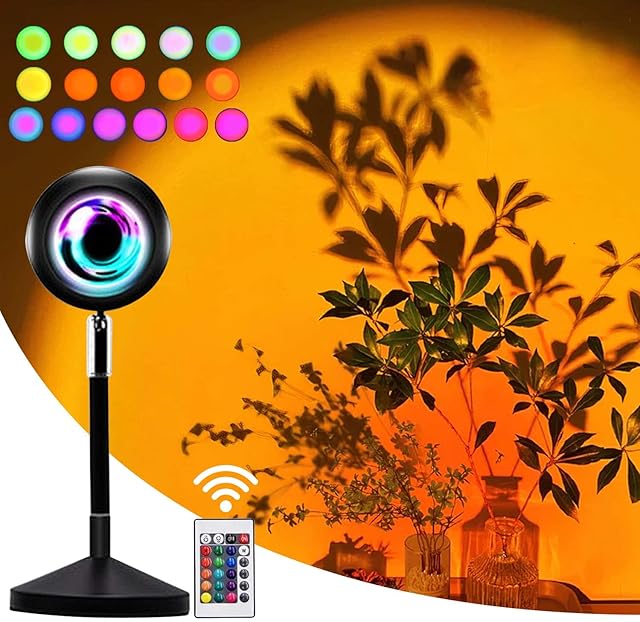 IGBUR Sunset Lamp, 17 Colors Sun Lamp Projector Sunset Light, 10W Sunset Mood Lighting Romantic Visual Sunset Lamps Projector with Remote for Photo Vlog Gift Home Decor