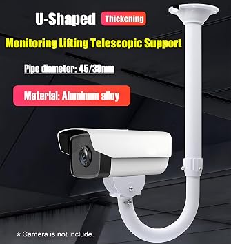 Security Camera Mount Bracket, U-Type Thickened Pipe Telescopic Adjustable Universal Bullet Camera Wall and Ceiling Mounting Bracket for CCTV Security Camera (23.6-47.2inch)