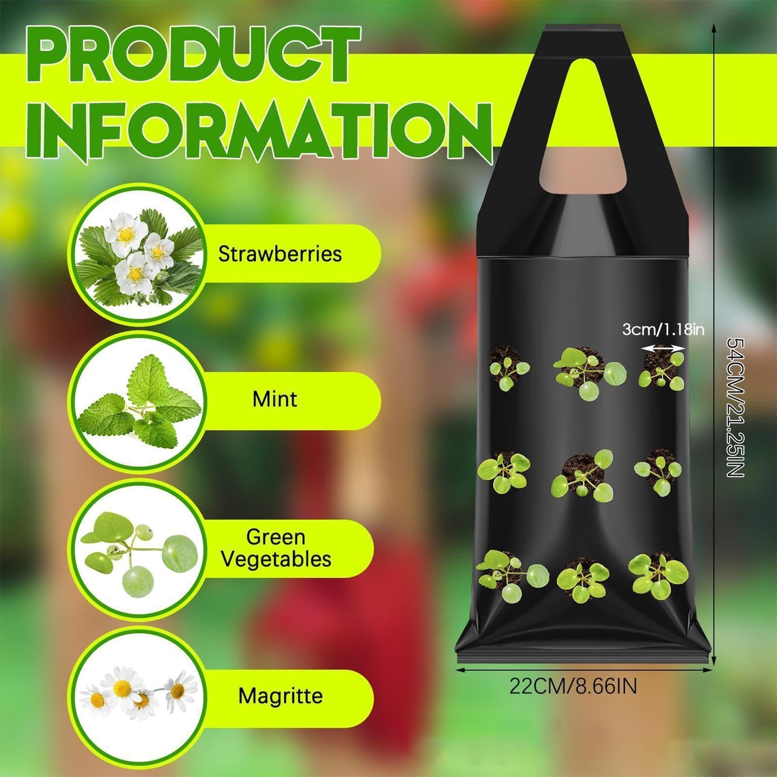 Bolsas de cultivo colgantes para cultivar flores, fresas, tomates, verduras - Bolsas verticales para zanahorias y papas - Perfecto para uso en jardín al aire libre