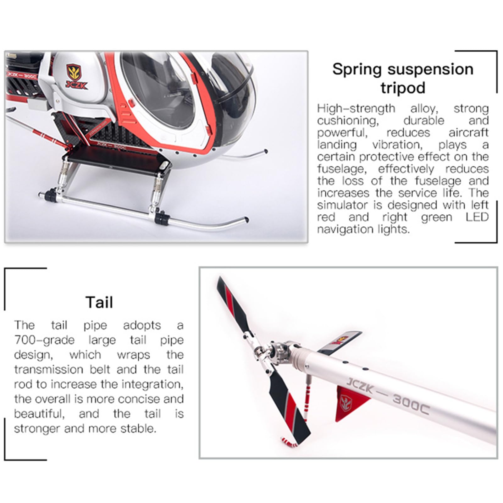 RC-Hubschrauber, 300C PRO 2.4 GHz 3-Blatt-Flybarless-RC-Hubschraubermodell mit 2 Akkus H1 Smart Flight Control GPS-Positionierung zu öffnendem Cockpit Militärflugzeugmodell(Red,Left-hand throttle)